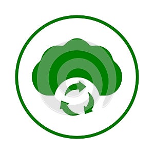 Cloud, refresh, relocate icon. Green vector sketch