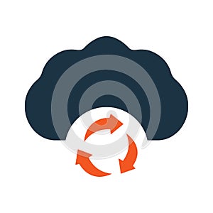 Cloud, refresh, relocate icon. Simple flat design concept