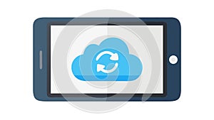 Cloud Refresh or Update on Tablet, Data Synchronization, vector design Generative AI