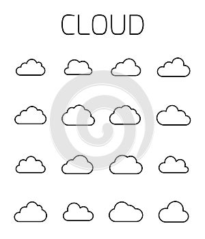 Cloud related vector icon set.