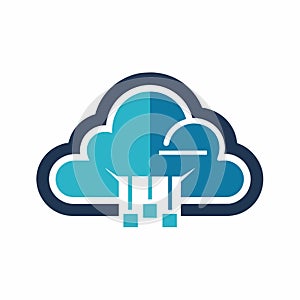 A cloud releasing rain droplets on a clear day, Generate a clean and modern logo for a cloud technology company photo