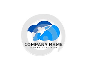 Cloud Rocket Logo Icon Template Vector Design