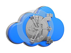 Cloud with Safe Door. Computing Concept.