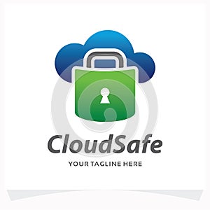 Cloud Safe Lock Logo Design Template