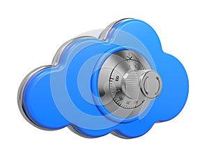 Cloud with Safe Lock. Secure concept. 3D