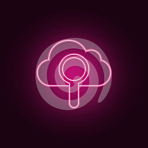 cloud search icon. Elements of Web Development in neon style icons. Simple icon for websites, web design, mobile app, info