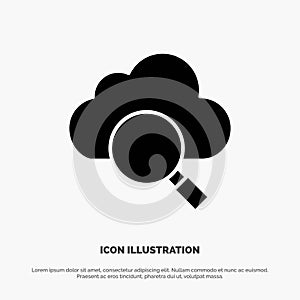 Cloud, Search, Research solid Glyph Icon vector