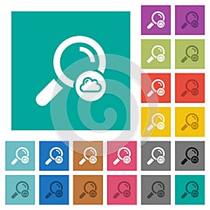Cloud search square flat multi colored icons
