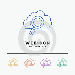 cloud, search, storage, technology, computing 5 Color Line Web Icon Template isolated on white. Vector illustration