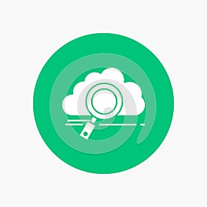 cloud, search, storage, technology, computing White Glyph Icon in Circle. Vector Button illustration