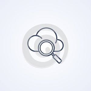 Cloud search, vector best gray line icon