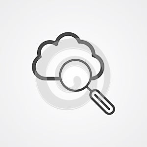 Cloud search vector icon sign symbol