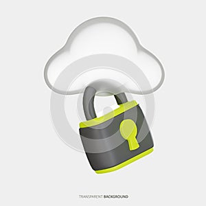 Cloud Security 3D Illustration Transparent Background