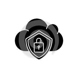 Cloud security black glyph icon