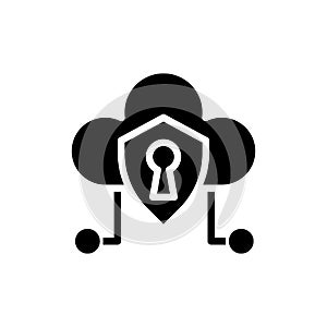 Cloud security black glyph icon
