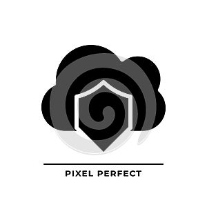 Cloud security black glyph icon