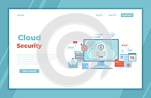 Cloud Security, Cloud Computing, Data Protecting, Secure data exchange. Monitor screen with sign form, login and password, server,