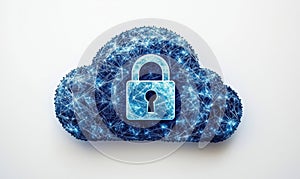 Cloud security concept with digital lock symbolizing data protection and privacy
