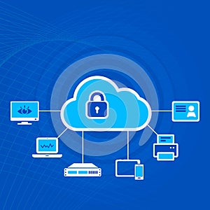 Cloud Security Concept Icon with Padlock