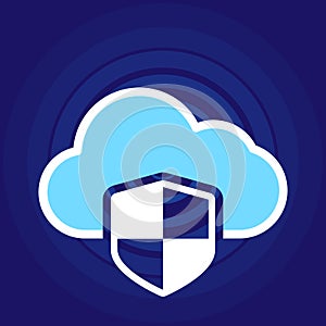 Cloud Security Concept Icon with Padlock