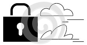 Cloud Security Concept with Lock and Clouds Representing Data Protection and Privacy in Digital Space