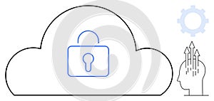 Cloud Security Concept with Lock Symbol and Innovation Elements