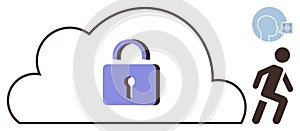 Cloud Security Concept with Lock, User Authentication, and Data Privacy Representation