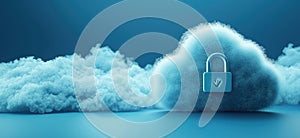 Cloud security concept with padlock symbolizing data protection and privacy