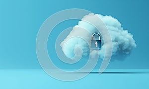 Cloud security concept with padlock symbolizing data protection and privacy