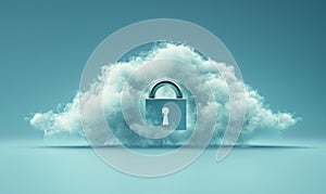 Cloud security concept with padlock symbolizing data protection and privacy