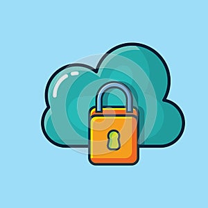 Cloud security concept symbol vector illustration in flat style