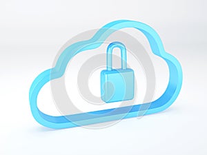 Cloud security concept. white