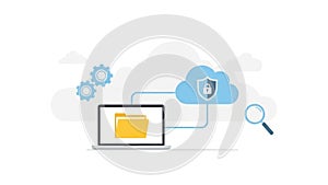 Cloud security and data management isolated on white background