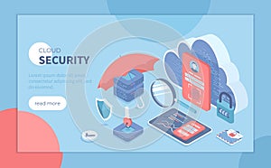 Cloud Security, Data Protecting. Secure backup exchange and encryption. Safe hosting service, authorization, identification. Isome