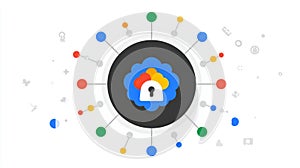 Cloud security and data protection, locked cloud icon symbolizing access control in cloud computing environments