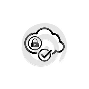 Cloud Security Icon. Flat Design