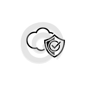 Cloud Security Icon. Flat Design