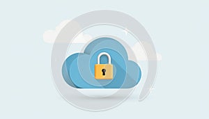 Cloud Security Icon, Minimalistic Flat  Design