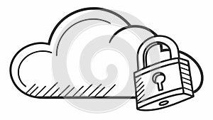 Cloud security icon with padlock for data protection vector design Generative AI