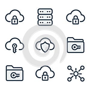 Cloud Security Icons Set Data Protection Encryption