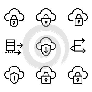 Cloud Security Icons Set Data Protection Encryption