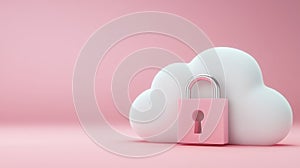 Cloud security, lock icon symbolizing data protection and access control in a digital environment