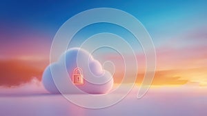 Cloud security, a lock symbolizing data protection and access control in cloud computing