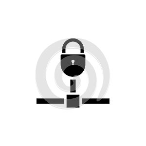 Cloud Security, Locked Network Solid Flat Vector Icon Isolated on White Background