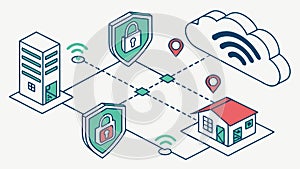 Cloud Security Network: Data Protection Digital Safeguards, vector design Generative AI