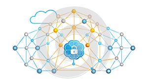 Cloud security network vector, abstract data protection concept. vector design Generative AI