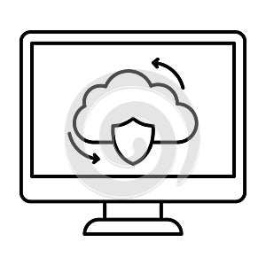 Cloud security Outline vector icon which can easily modify or edit photo