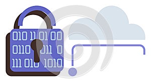Cloud Security Represented by Binary Lock and Data Connection to Cloud Computing