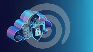 Cloud Security Shield Protecting Digital Data Storage