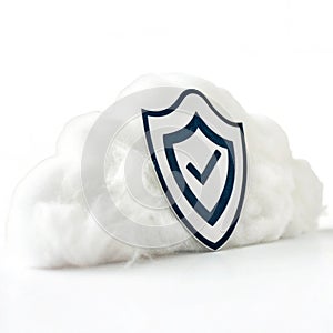 Cloud with security isolated on white background